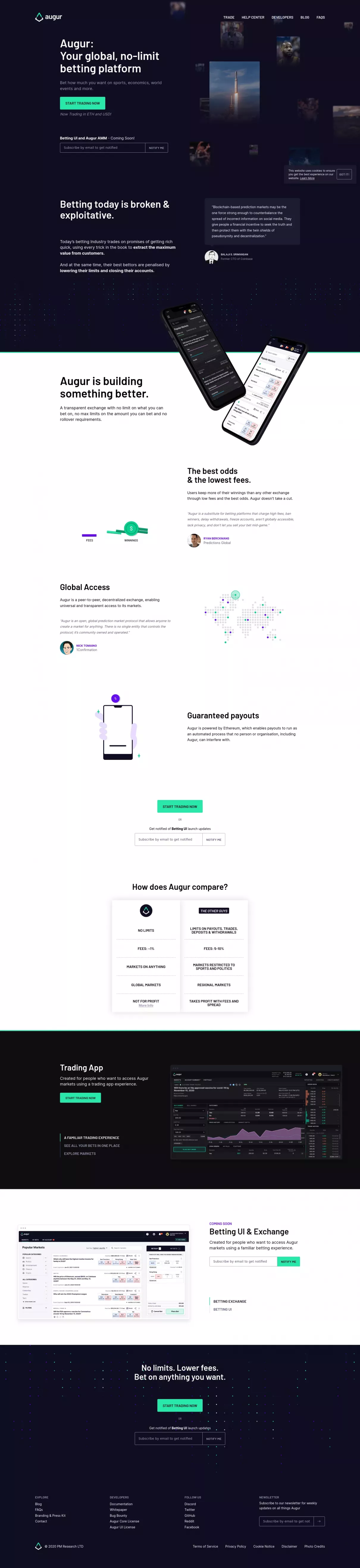 Augur net Website Design creenshot