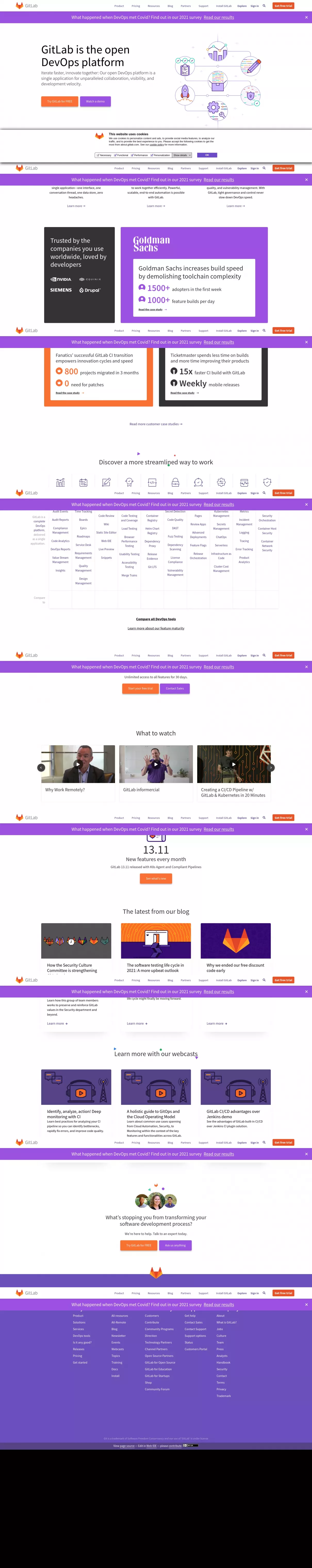 Gitlab Website Design Example creenshot