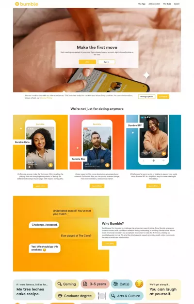 bumble website design screenshot