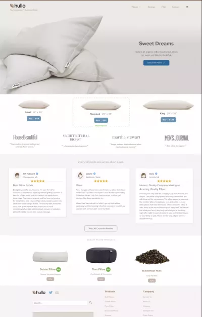 Hullopillow web design  screenshot