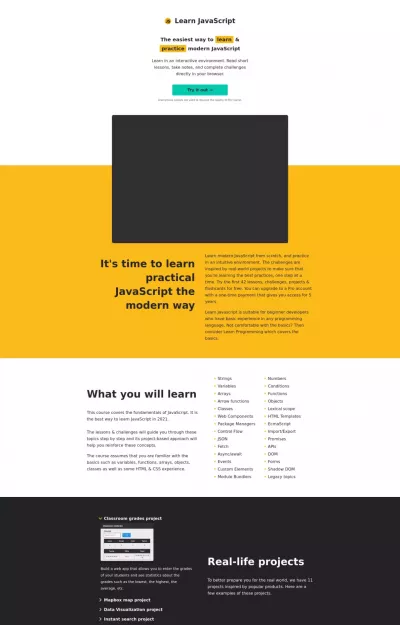 Learnjavascript Online Web Design screenshot